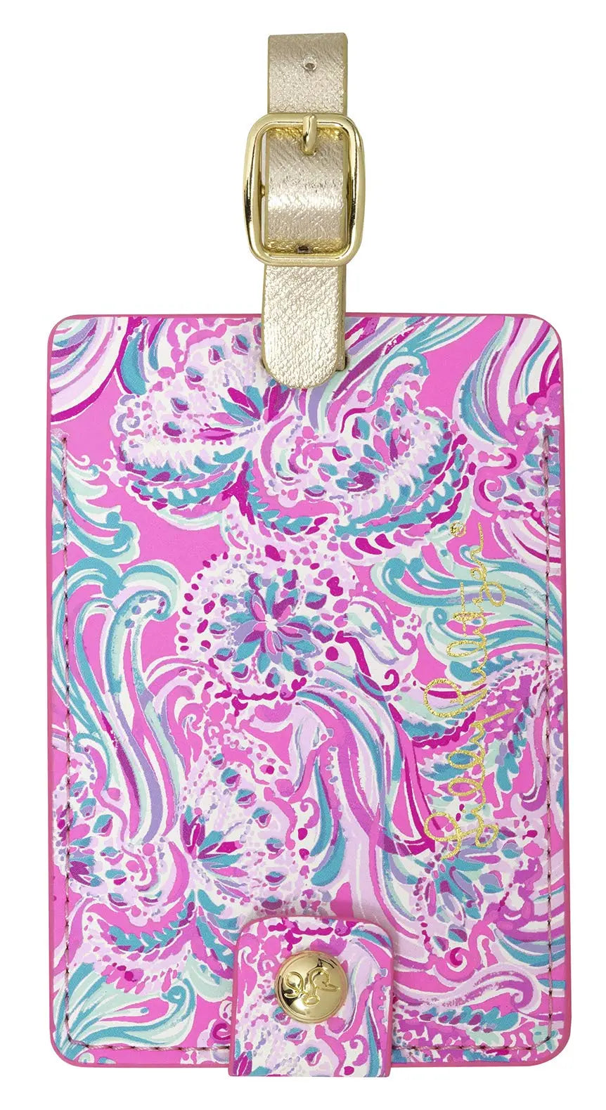 Lilly Pulitzer Pink/Blue Women's Leatherette Luggage Tag, Don't Be Jelly