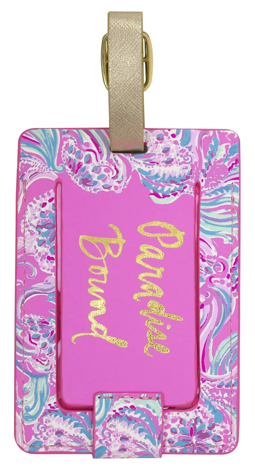 Lilly Pulitzer Pink/Blue Women's Leatherette Luggage Tag, Don't Be Jelly