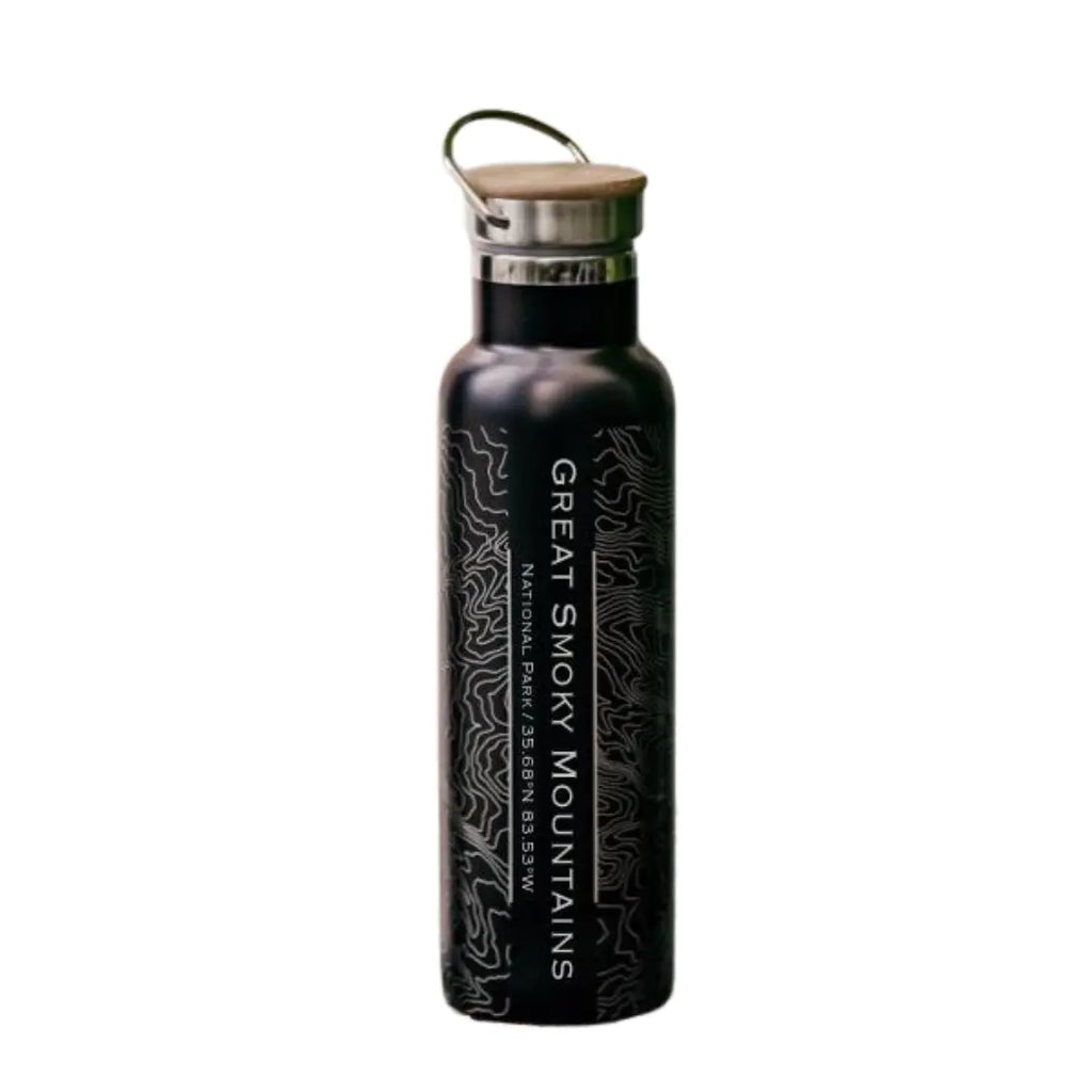 Great Smoky Mountains National Park Map Bottle (Matte Black) - Embark Travel Store