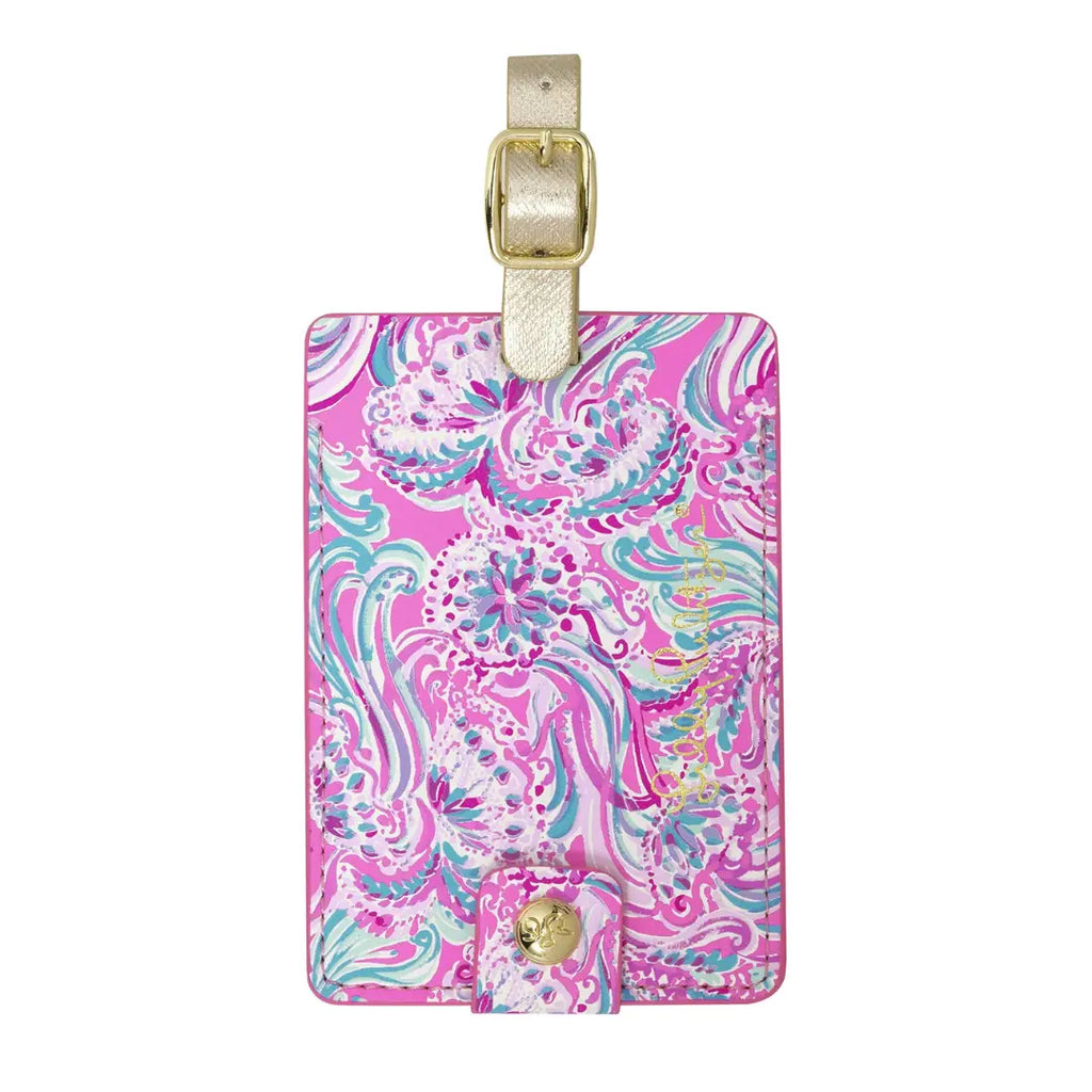 Lilly Pulitzer Pink/Blue Women's Leatherette Luggage Tag, Don't Be Jelly