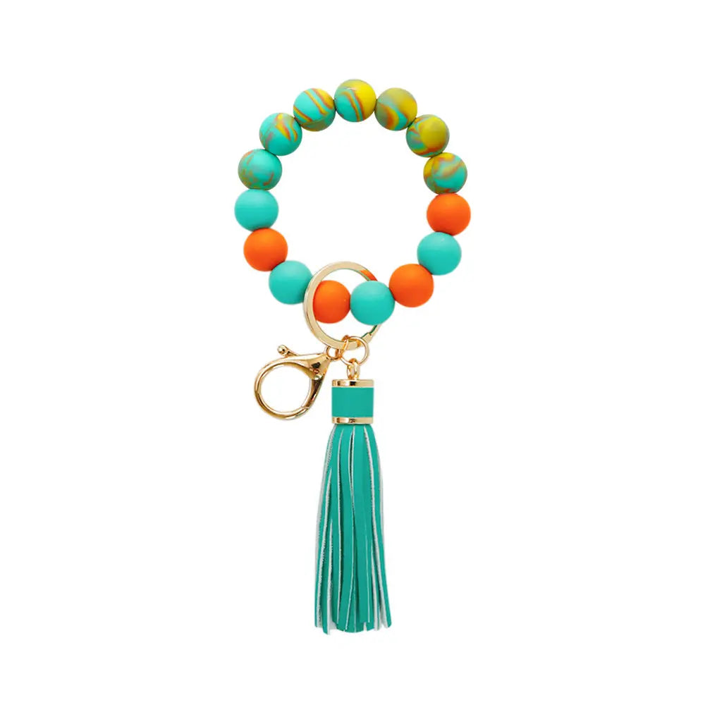 Beaded Tassel Wristlet Keychain Bracelet
