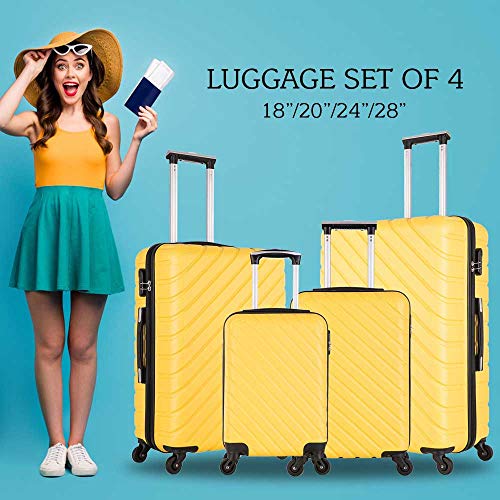 Fridtrip 4 Piece Hardside Luggage Set - 18'' 20'' 24'' 28''Travel Suitcase  with Spinner Wheels - Carry On Trolley Case - Fashion & Modern Entry Luxury