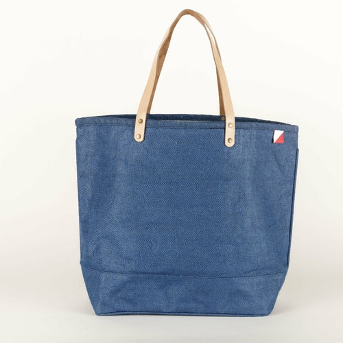 H&B Jute Shopping Bag - Designer Tote Bag (Spiral, Blue)