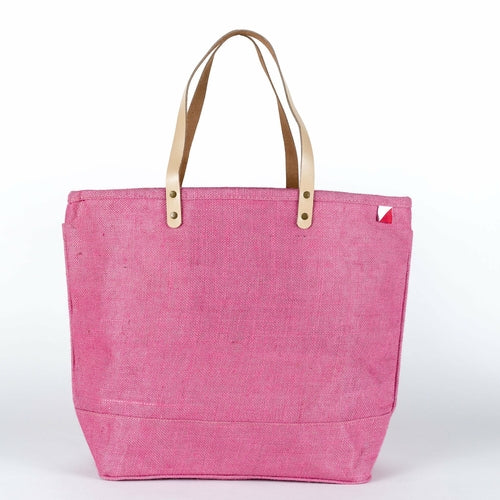 410mm Natural Jute Bags Pink Side Panels