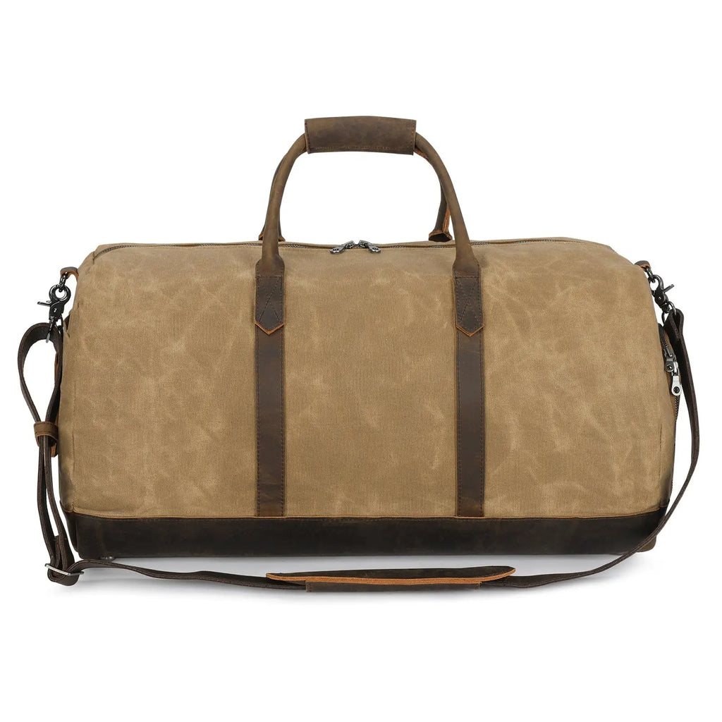 Men's Leather Weekender Bag  Sand