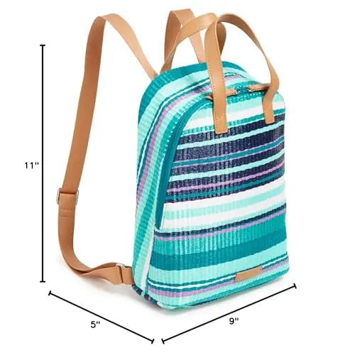 Vera Bradley Straw Mini Beach Backpack {Spring Mint Stripe}