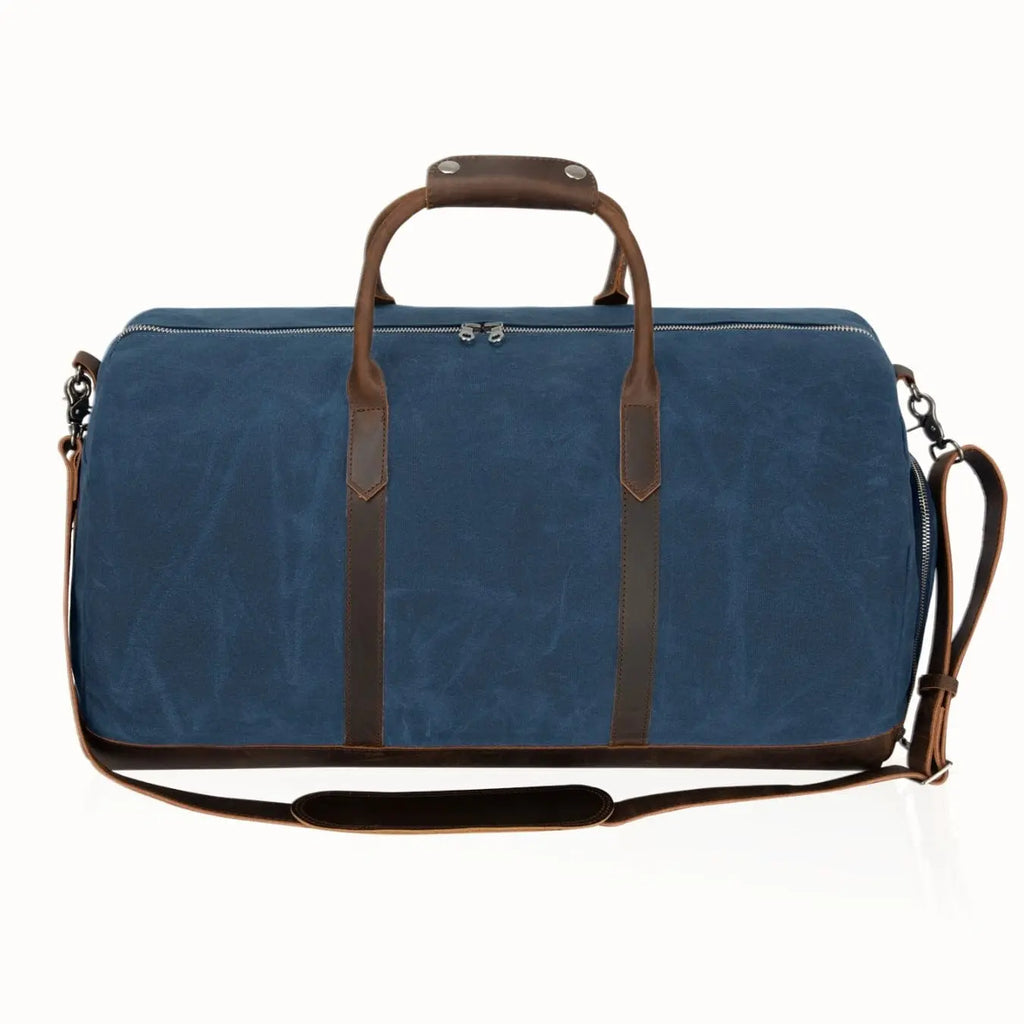 Men's Leather Weekender Bag  Blue