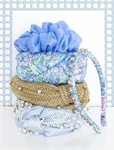 Lilly Pulitzer Rhinestone and Pearl Wide Satin Headband {Frenchie Blue Stripe}