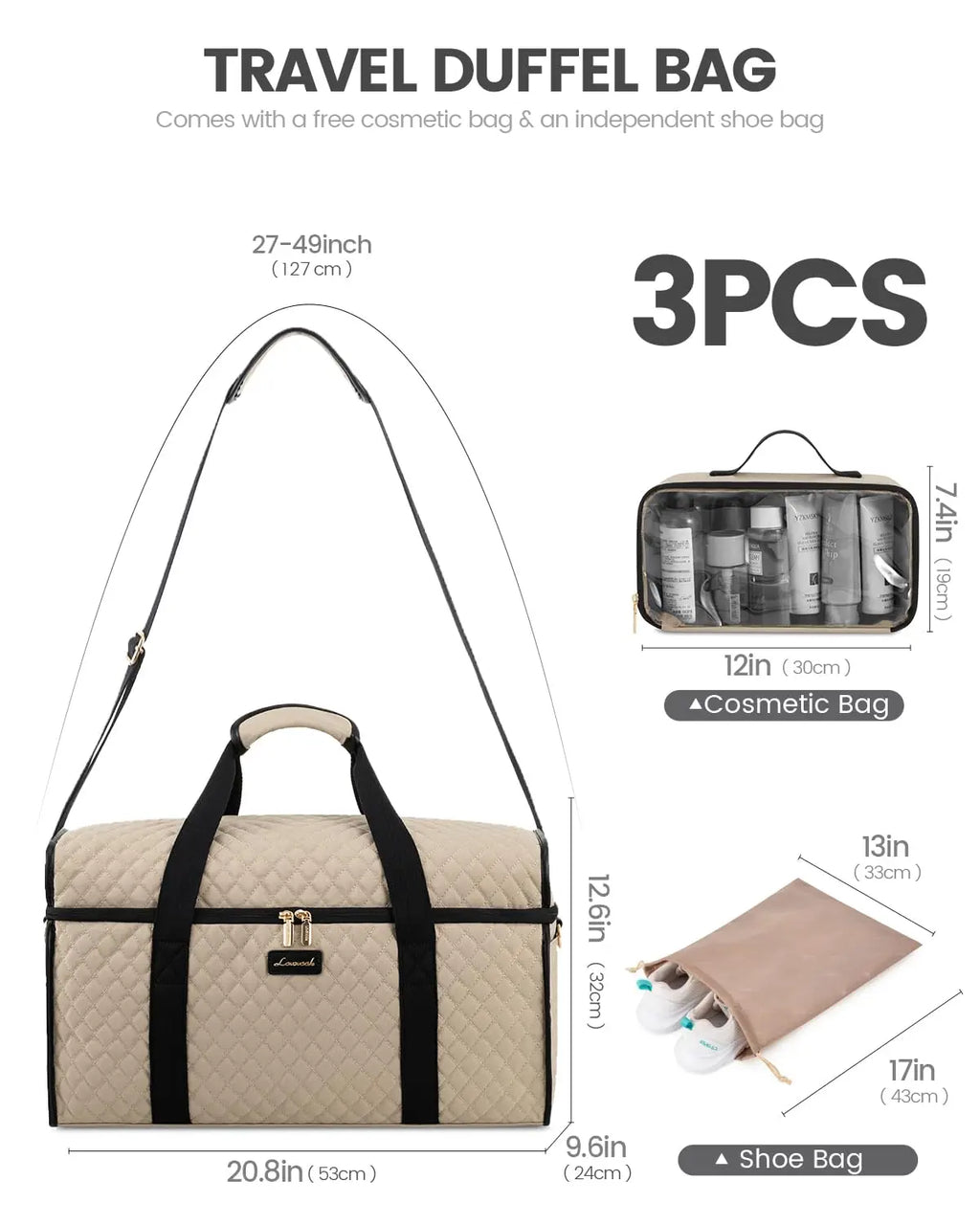 Neutral Travel Duffel Bag