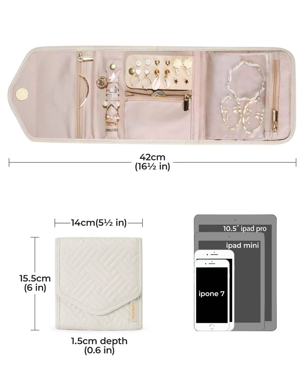 Beige Jewelry Travel Case