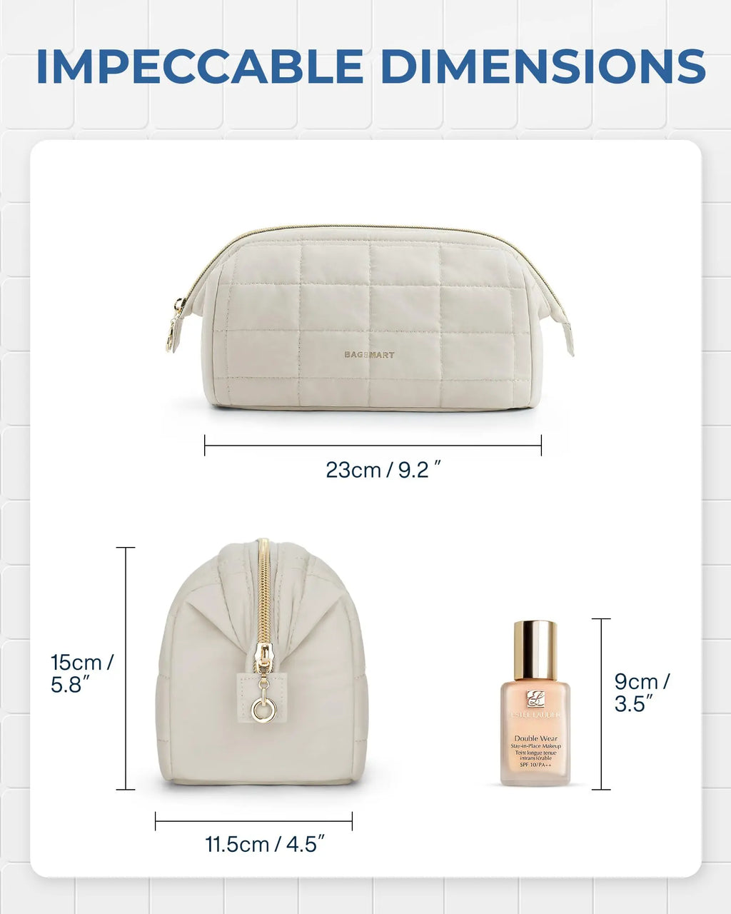 Quilted Cosmetic Bag (Beige)