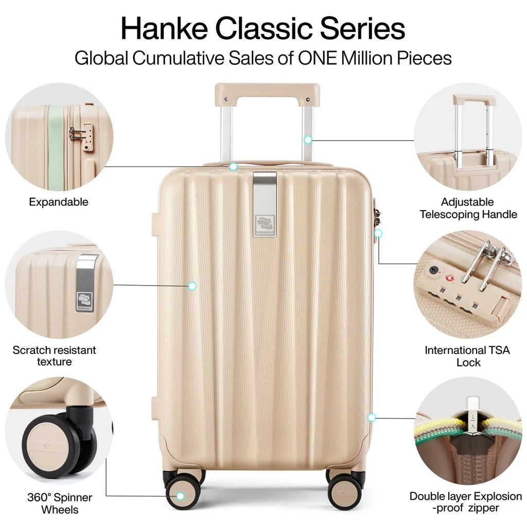 Hanke Expandable Hardshell 3-Piece Luggage Set (Cuba Sand)