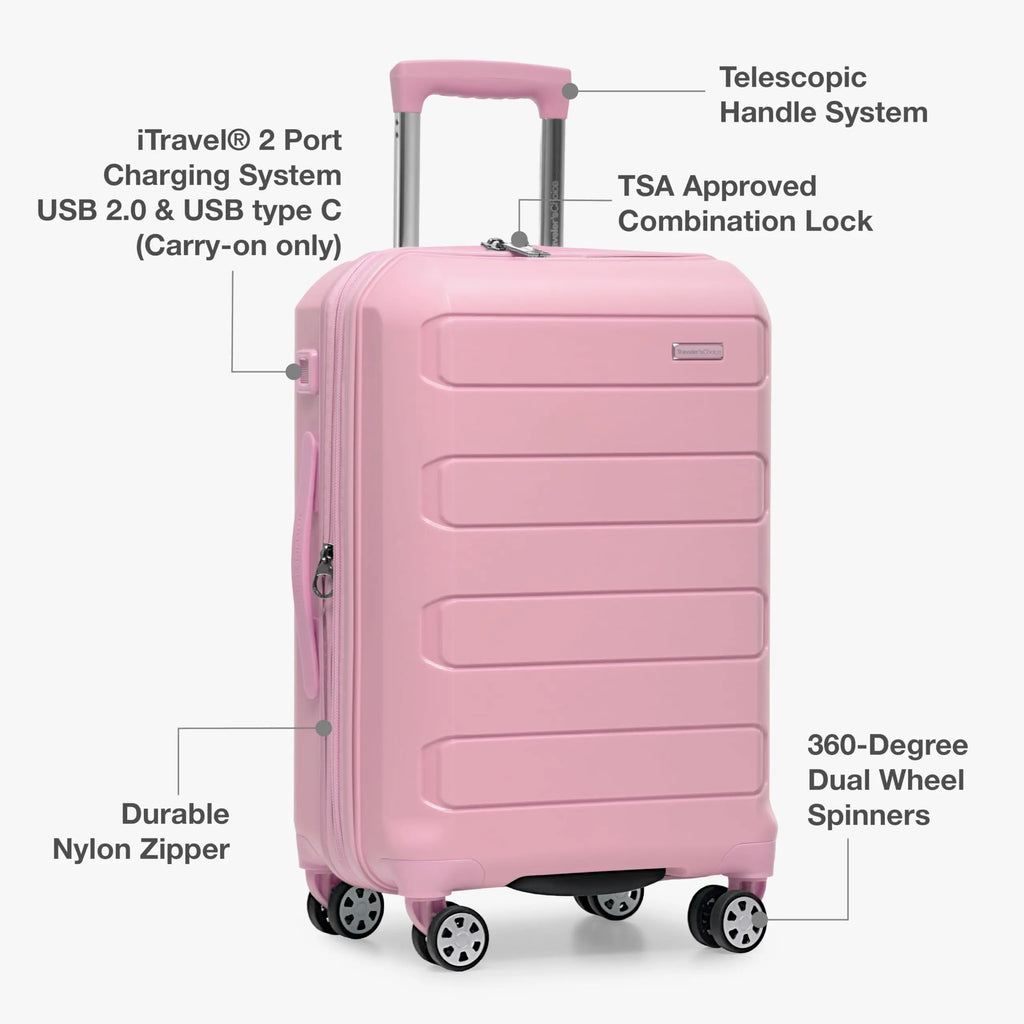 Traveler's Choice Pagosa 3-Piece Luggage Set (Pink)