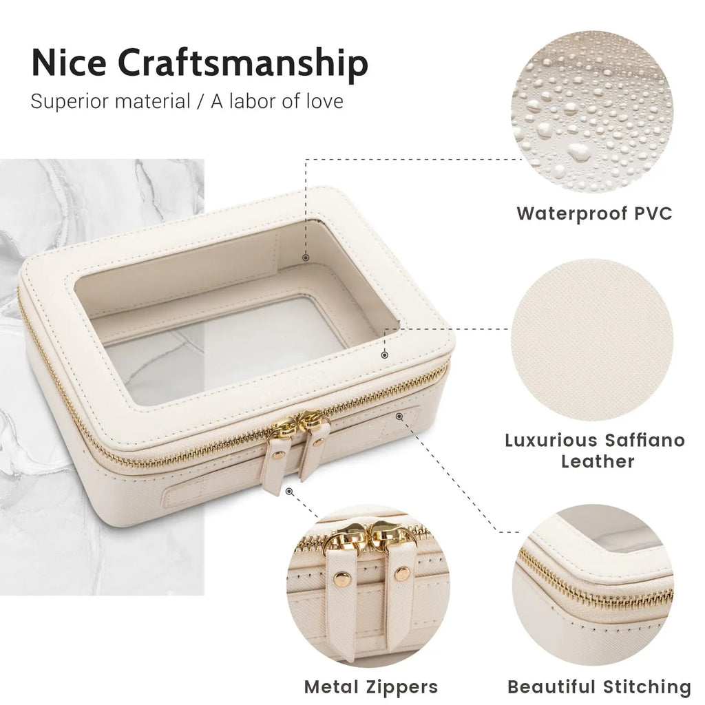 Clear Travel Toiletry Bag (Off-White)