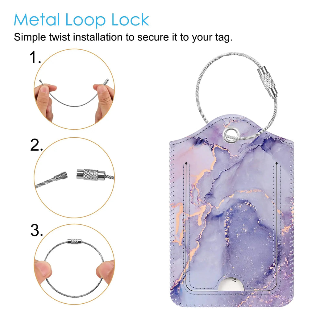 Lilac Marble Luggage Tags