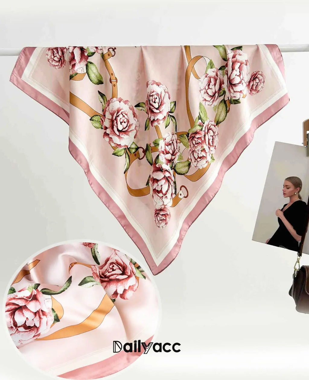 Pink Flowers Silk Scarf