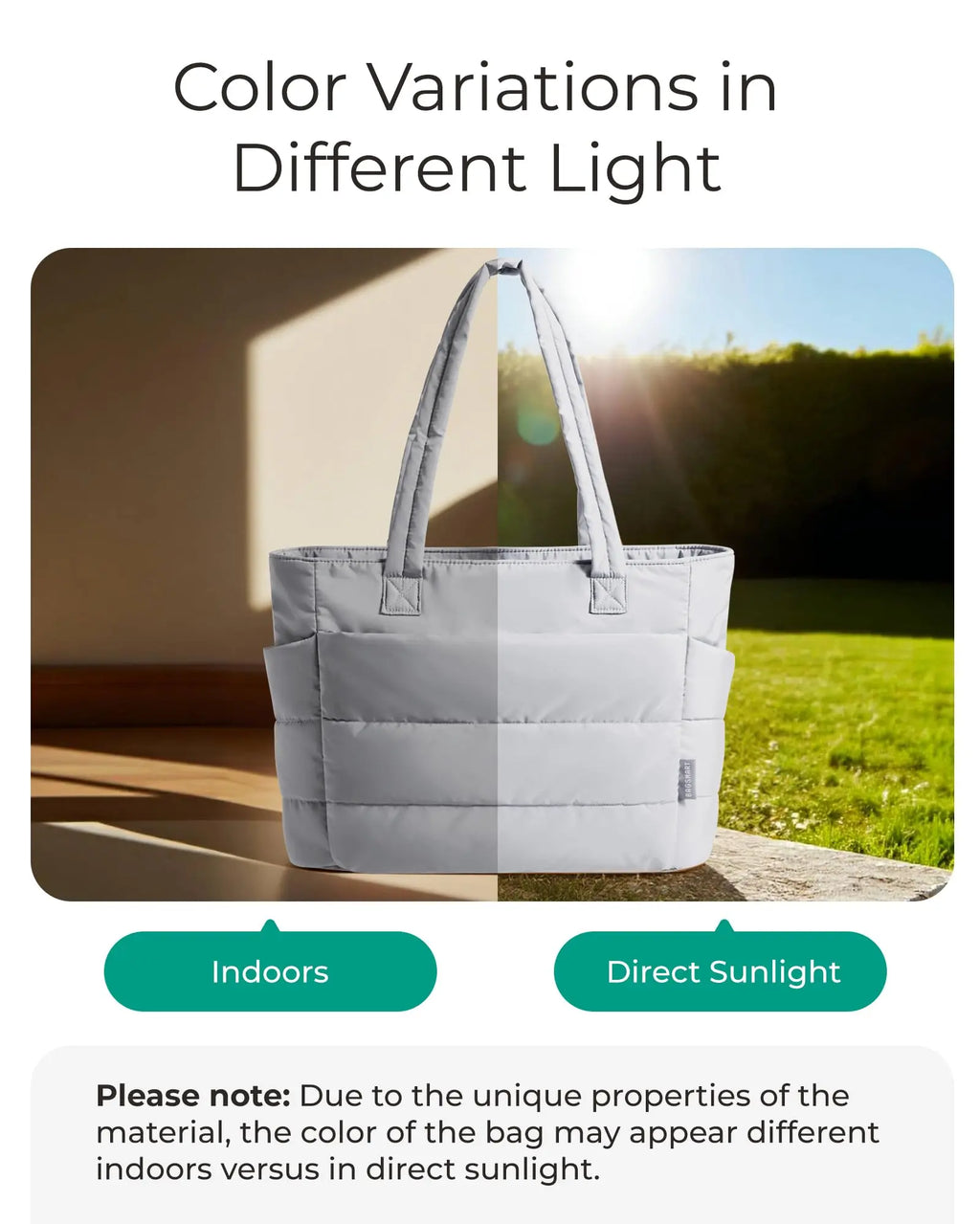 Light Gray Puffy Tote Bag