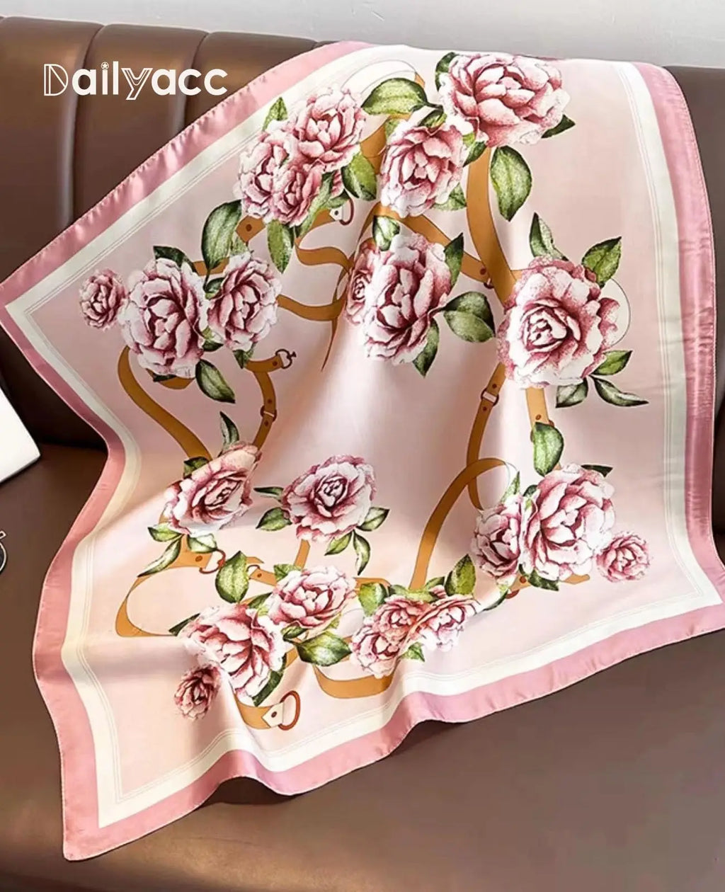 Pink Flowers Silk Scarf