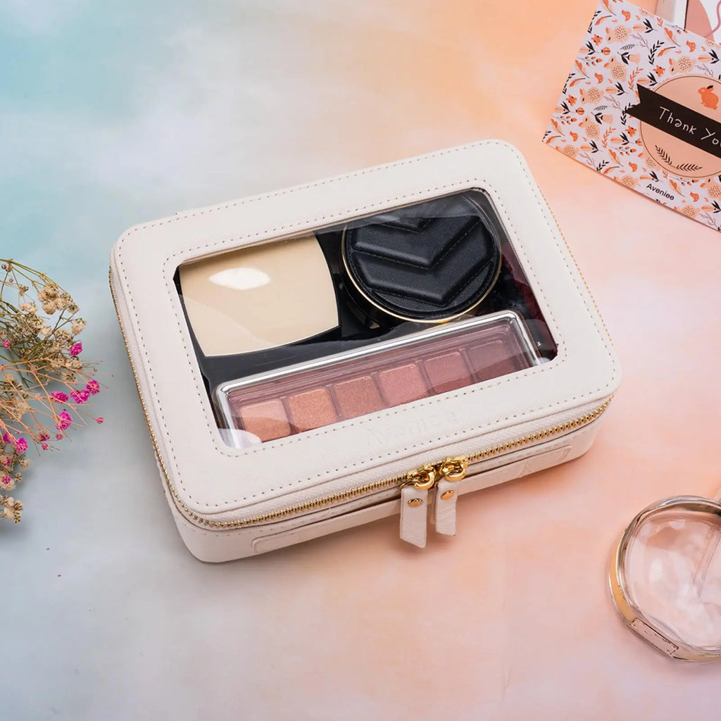 Clear Travel Toiletry Bag (Off-White)