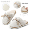 Faux Fur Slippers with Bow