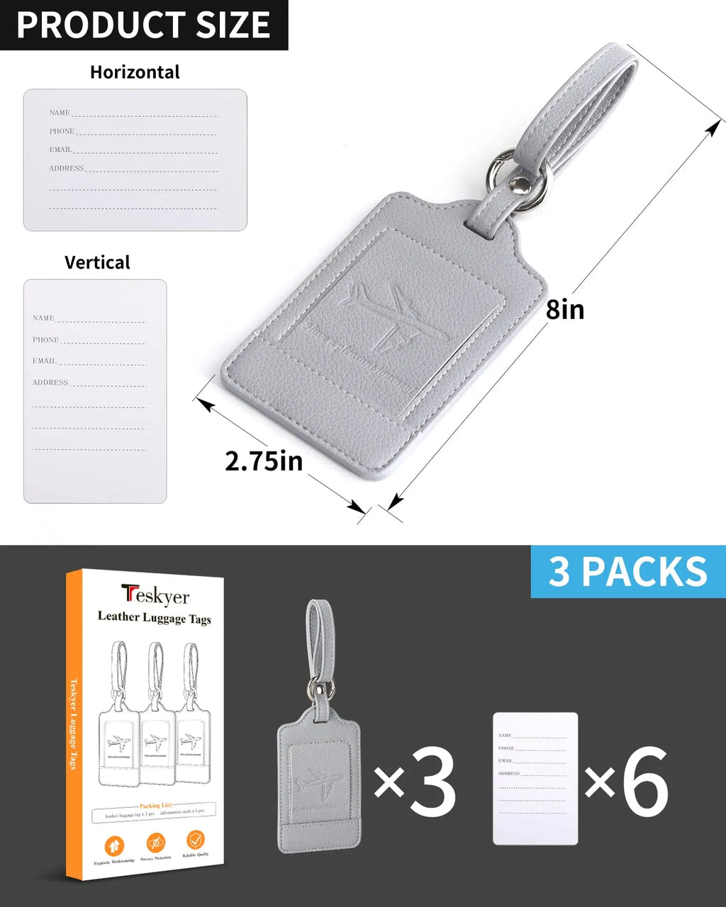 Gray Luggage Tags
