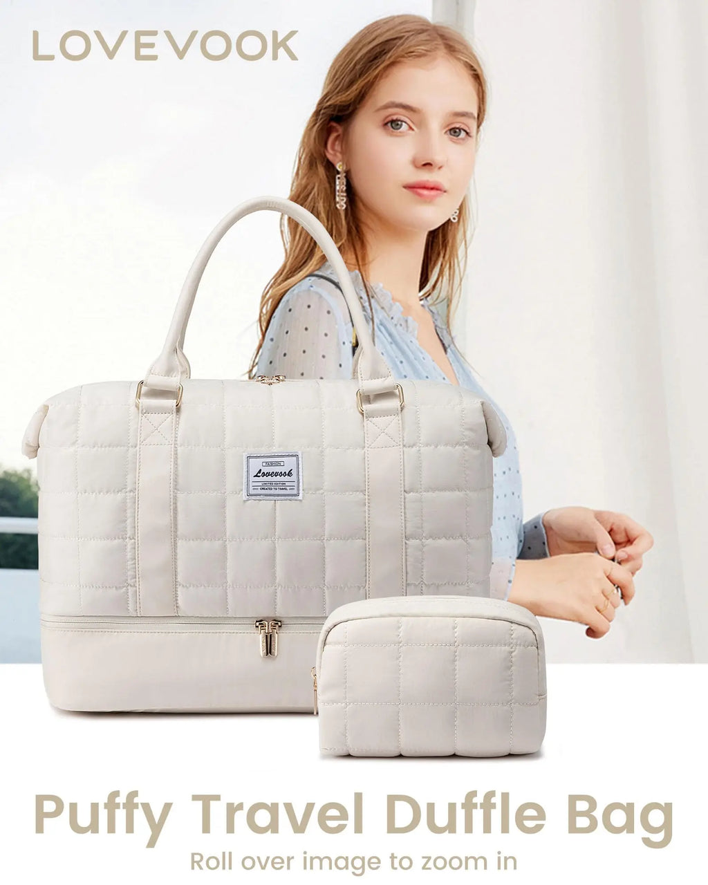 Lovevook Puffer Weekend Bag (Beige)