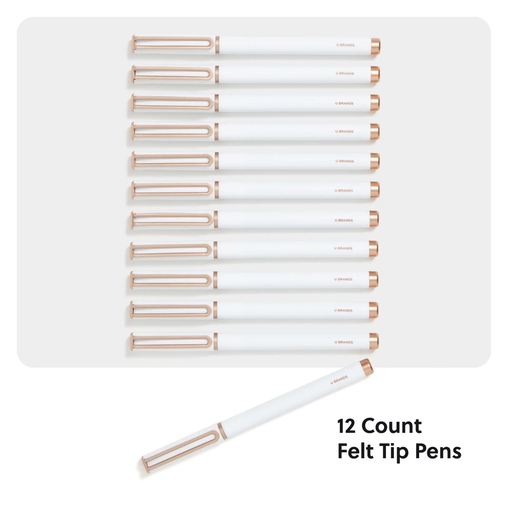 Catalina Felt Tip Pens (White and Rose Gold)