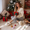 Faux Fur Slippers with Bow