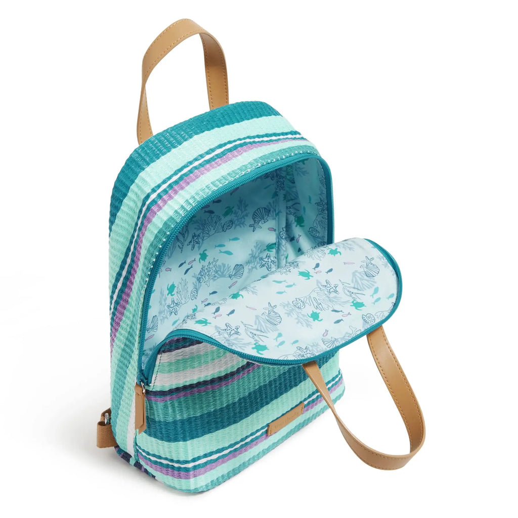 Vera Bradley Straw Mini Beach Backpack {Spring Mint Stripe}