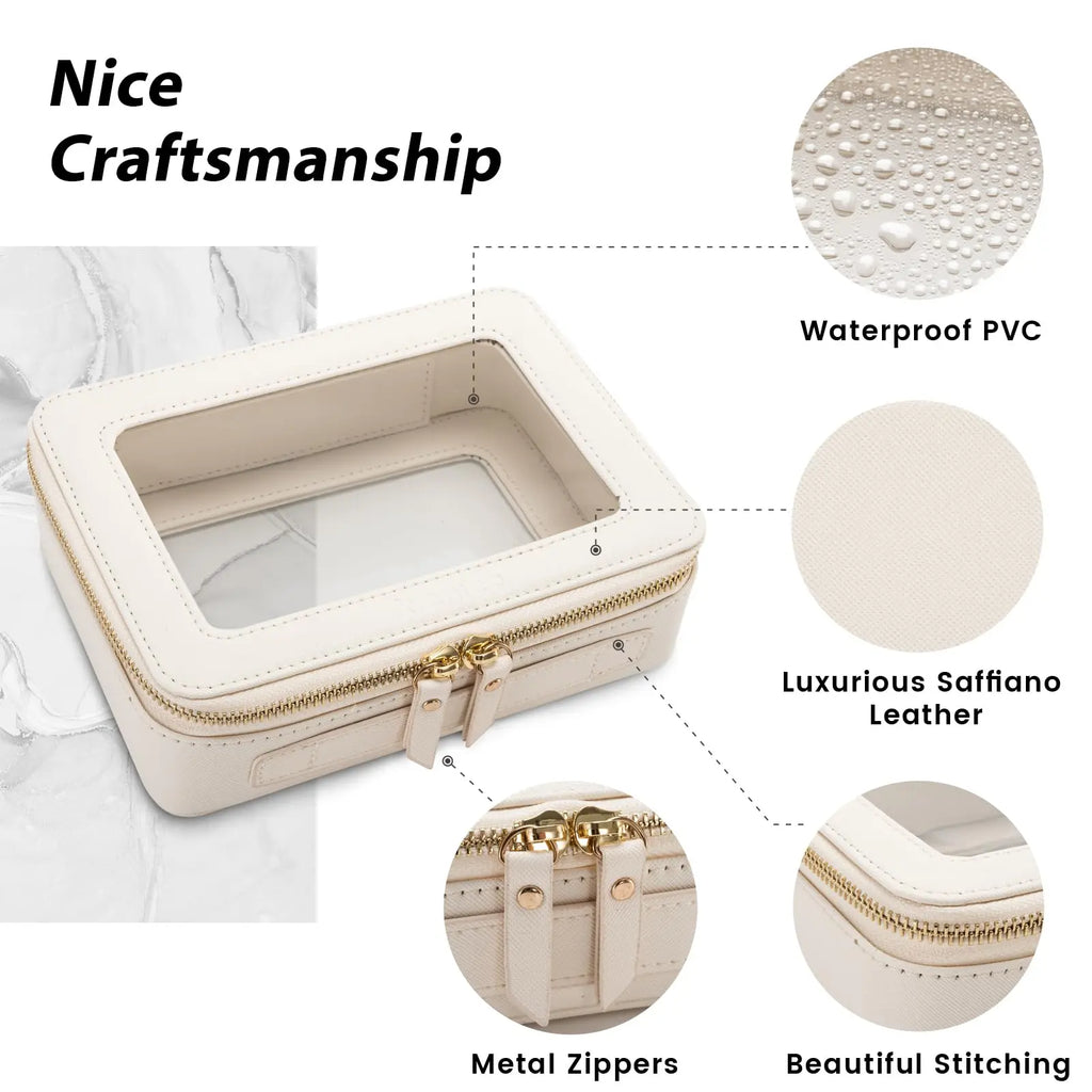 Clear Travel Toiletry Bag (Off-White)