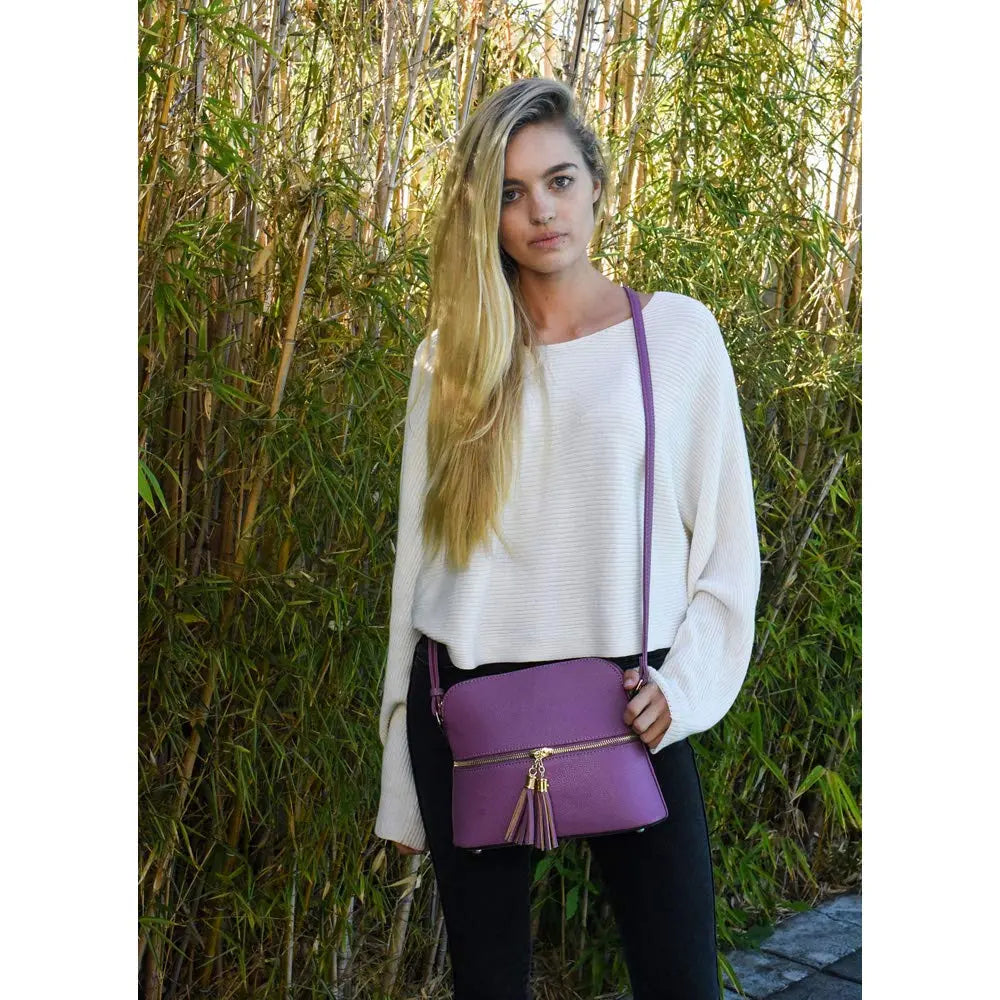 Lavender Crossbody Bag with Tassel