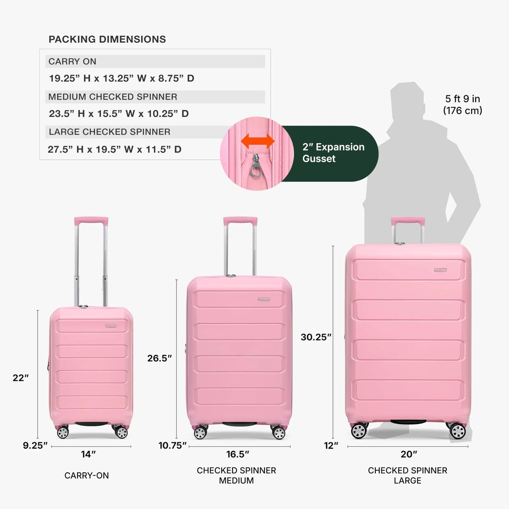 Traveler's Choice Pagosa 3-Piece Luggage Set (Pink)