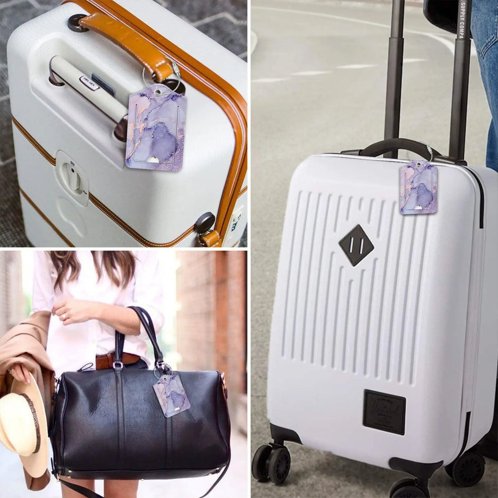 Lilac Marble Luggage Tags