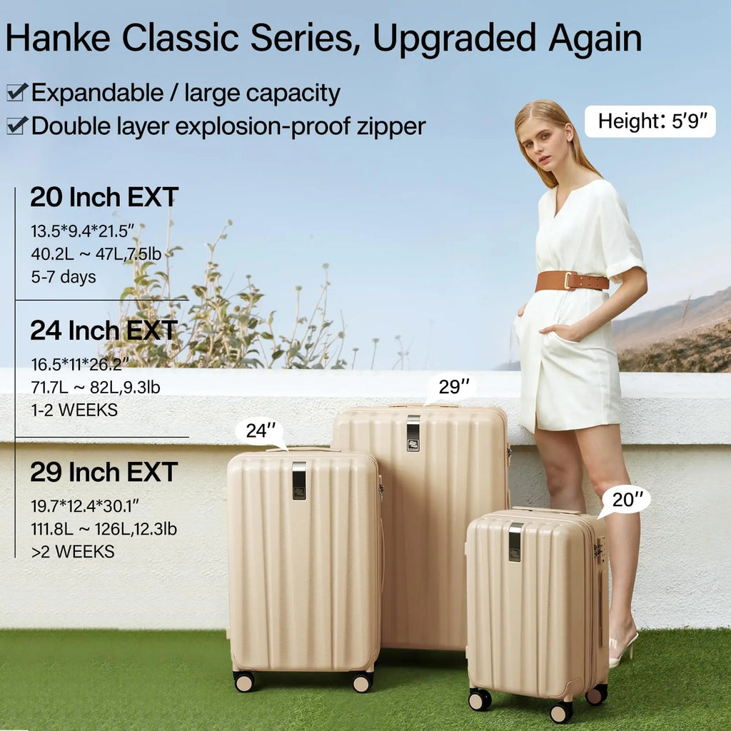 Hanke Expandable Hardshell 3-Piece Luggage Set (Cuba Sand)