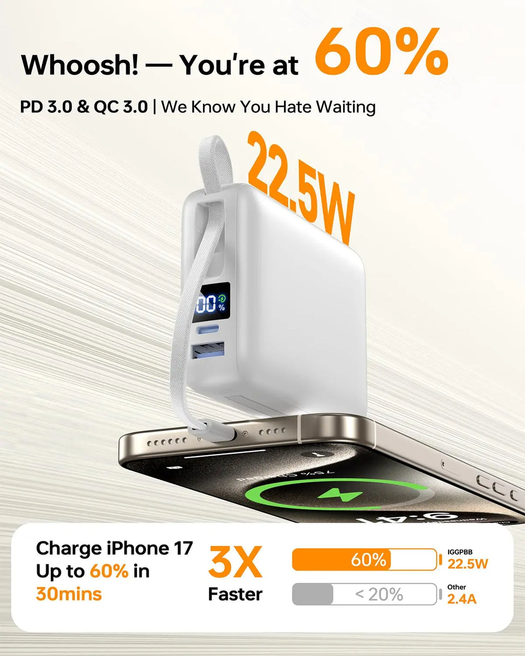 White Portable Power Bank