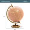 Spinning Small Decorative Globe, Pink/Gold, 11"