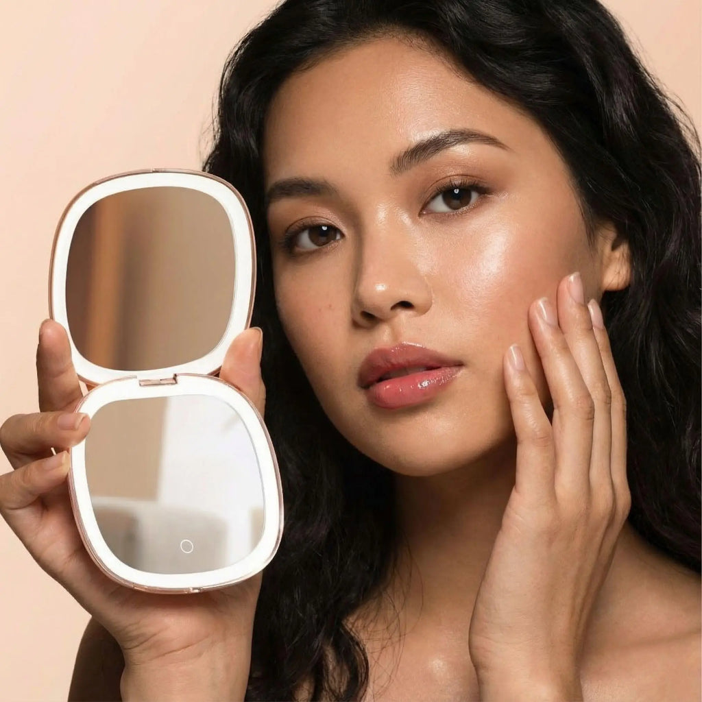 Champagne Cream Compact Travel Mirror