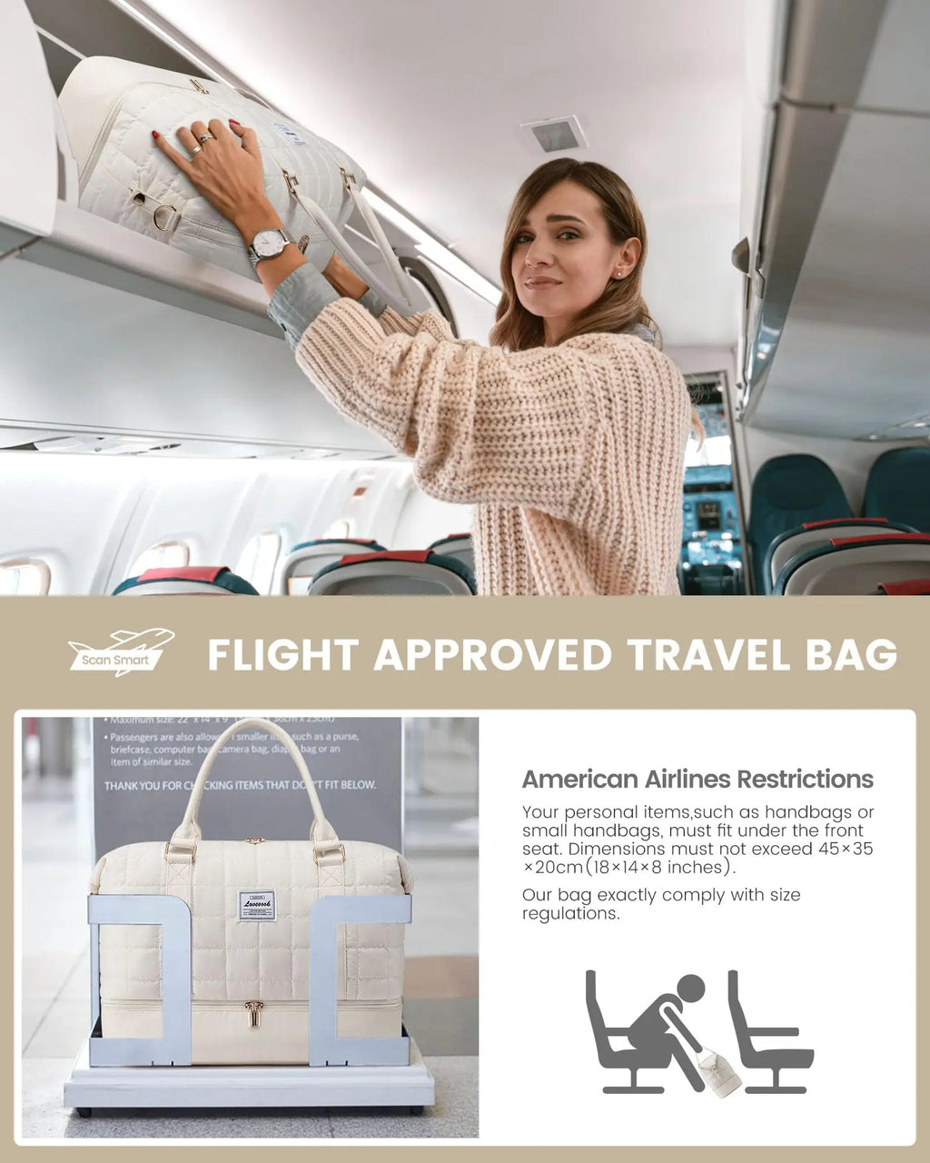 Lovevook Puffer Weekend Bag (Beige)