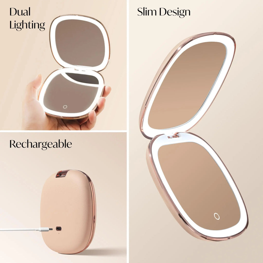 Champagne Cream Compact Travel Mirror