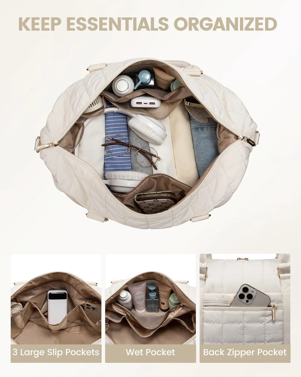 Lovevook Puffer Weekend Bag (Beige)