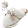 Faux Fur Slippers with Bow