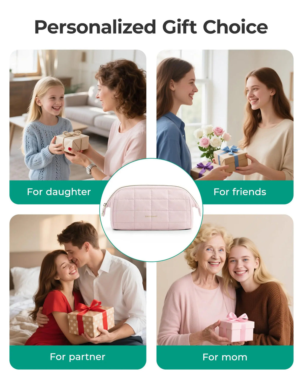 Quilted Cosmetic Bag (Beige)