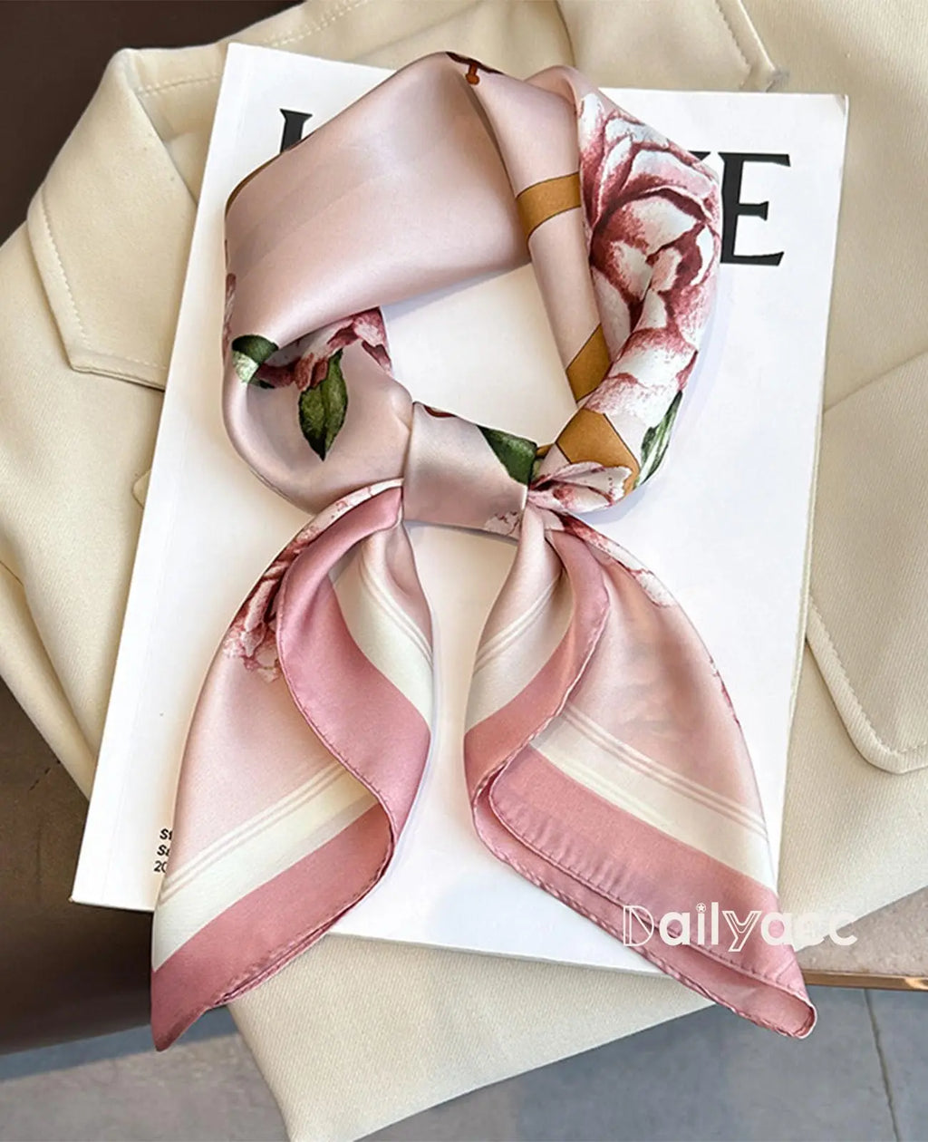 Pink Flowers Silk Scarf