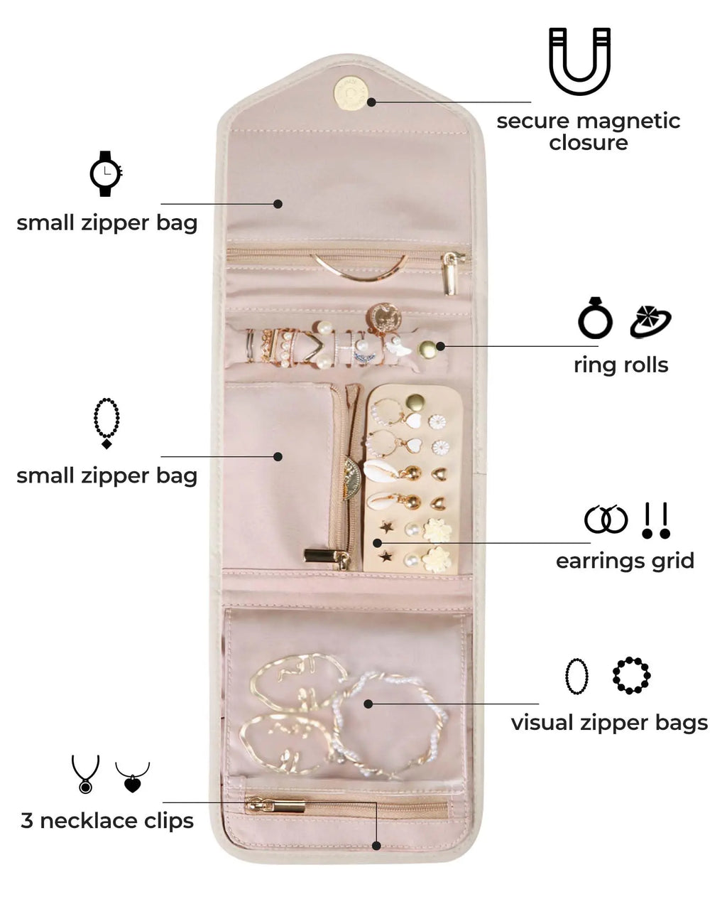 Beige Jewelry Travel Case