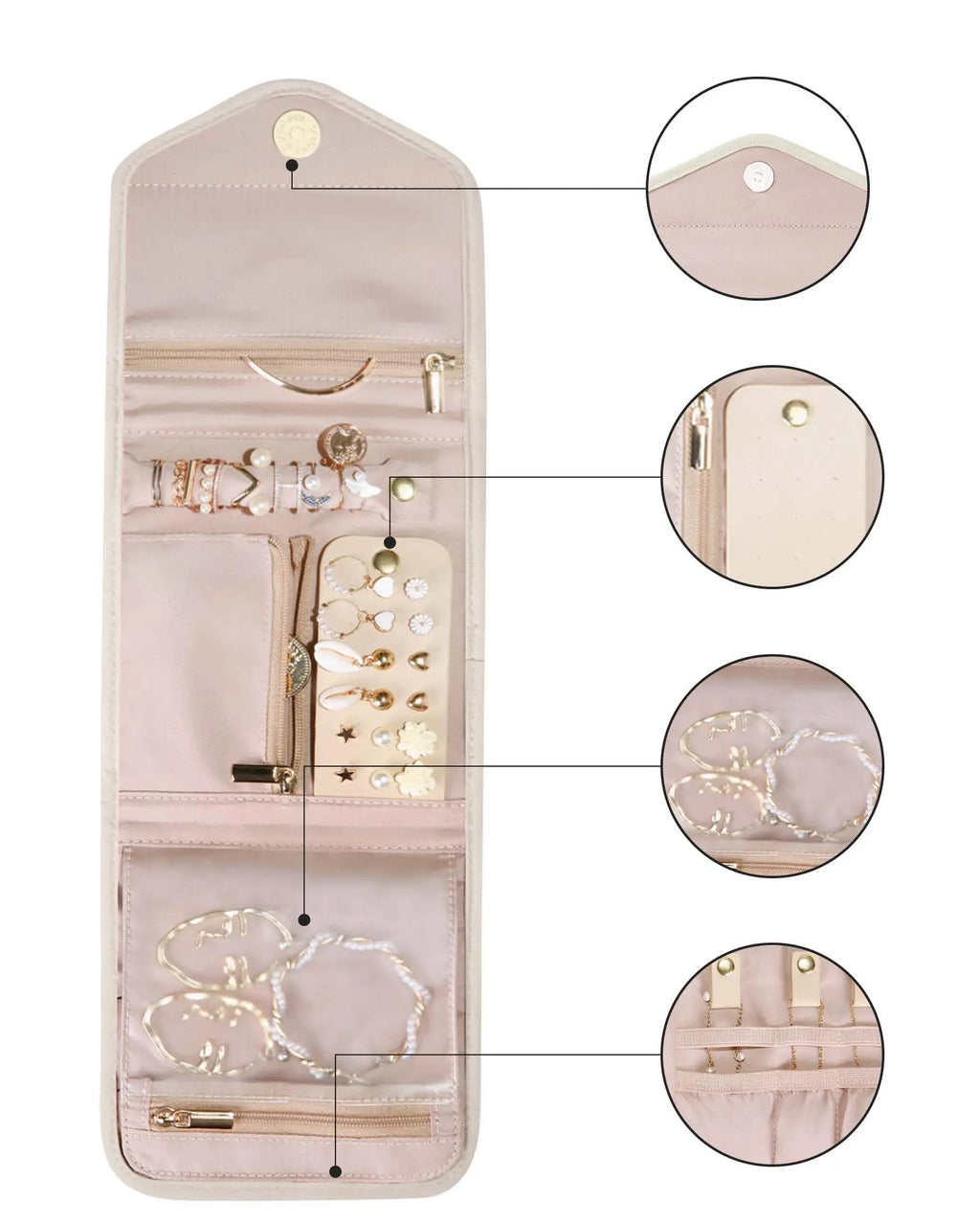 Beige Jewelry Travel Case