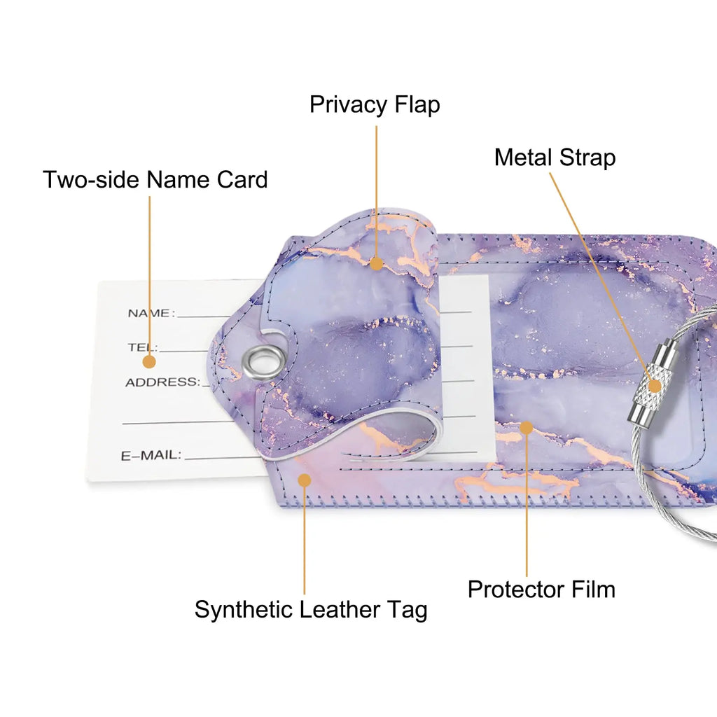 Lilac Marble Luggage Tags