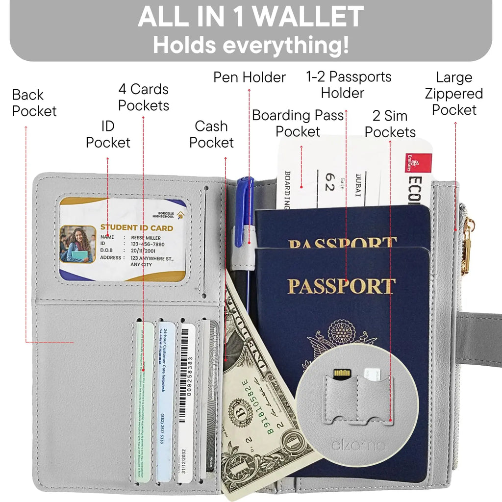 AirTag Passport Holder (Light Gray)