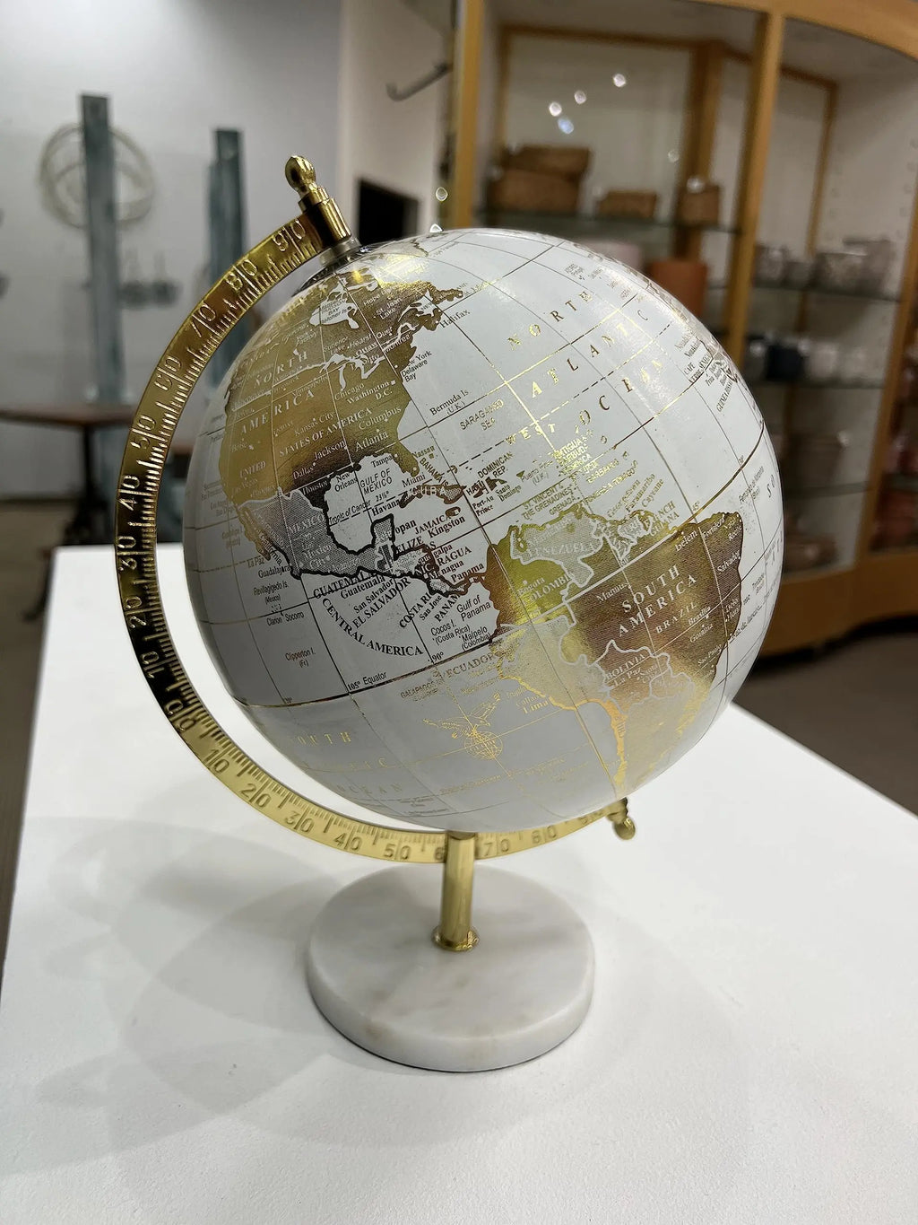 Spinning Small Decorative Globe, Pink/Gold, 11"