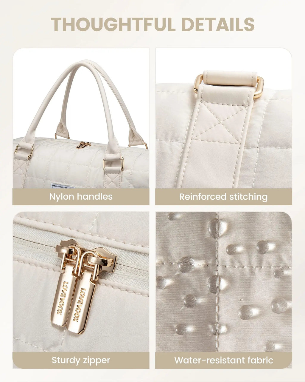 Lovevook Puffer Weekend Bag (Beige)