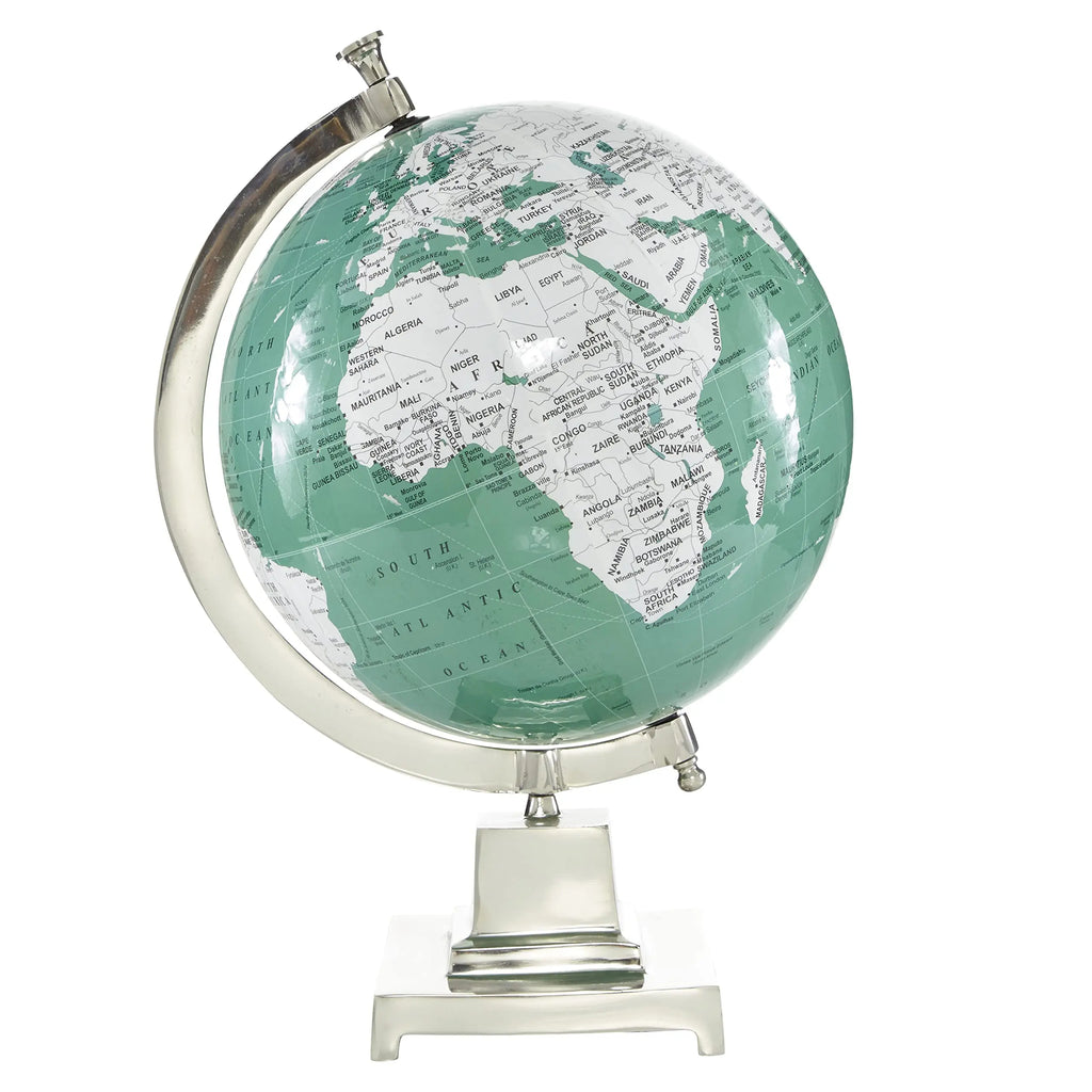 Teal Aluminum Globe, 12"